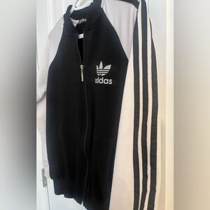 adidas Vintage Black Zip-Up Bomber style Sweatshirt